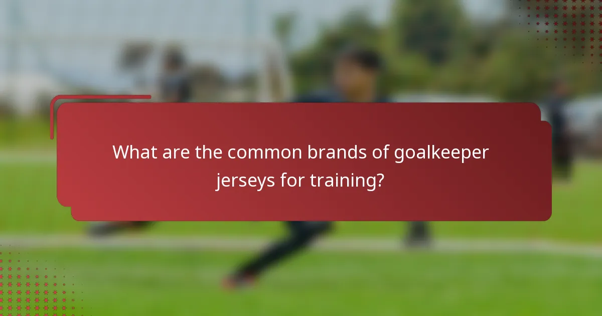 What are the common brands of goalkeeper jerseys for training?